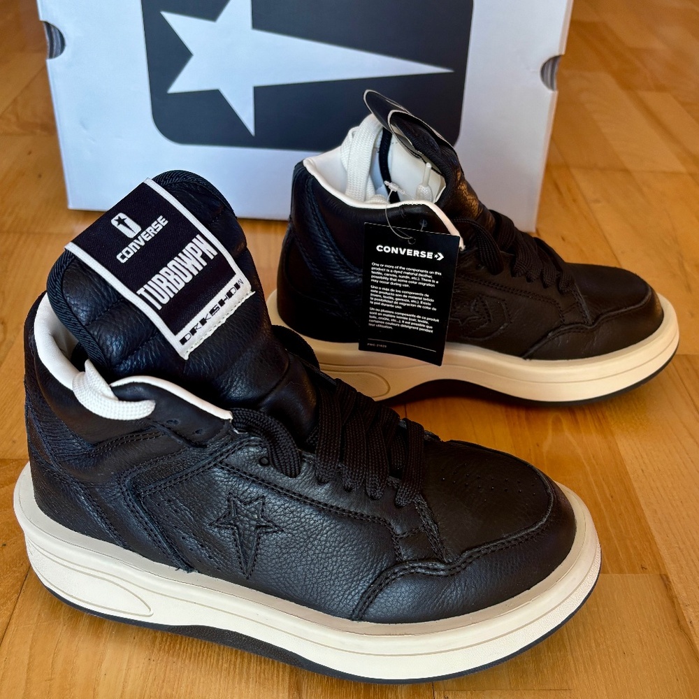 Converse Rick Owens x DRKSHDW TURBOWPN MID Black Cloud Cream Wmn 7.5/Mn 5.5 NEW!